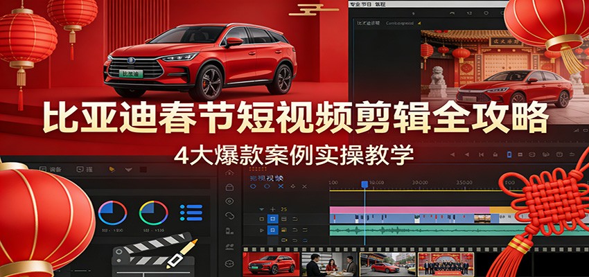 比亚迪春节短视频剪辑全攻略，4大爆款案例实操教学-小二项目网