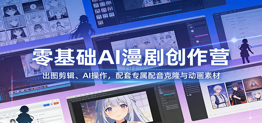 零基础AI漫剧创作营：出图剪辑、AI操作，配套专属配音克隆与动画素材-小二项目网