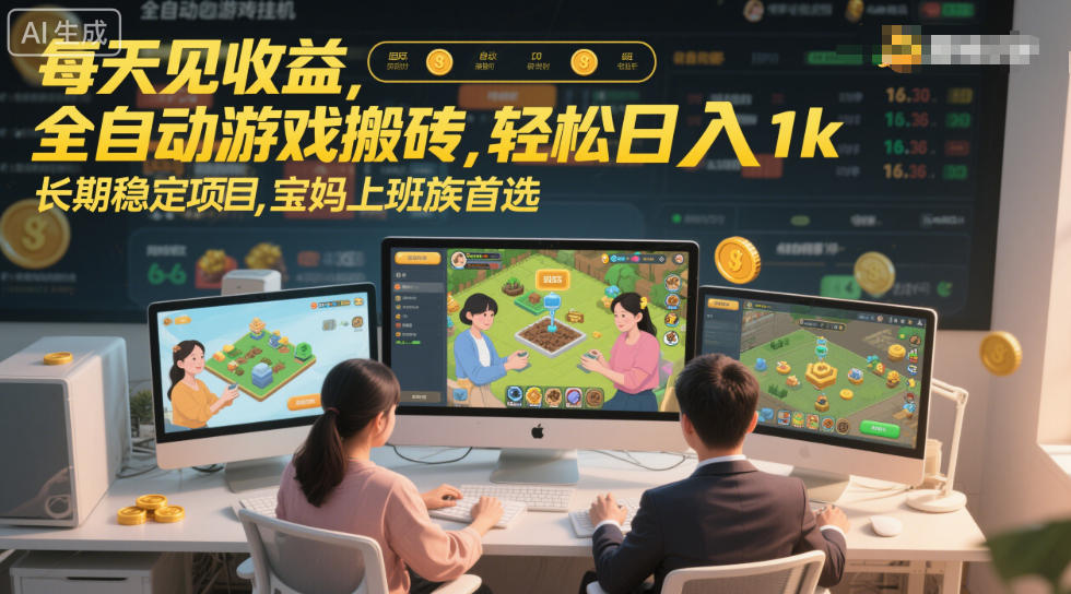 每天见收益，全自动游戏搬砖，轻松日入1k，长期稳定项目，宝妈上班族首选【揭秘】-小二项目网