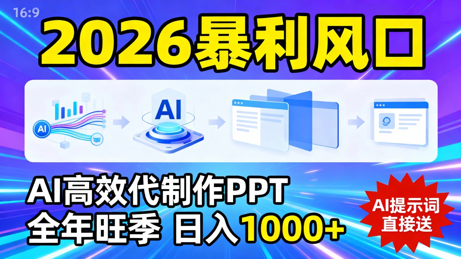 2026暴利！用AI高效代制作 PPT，全年旺季，日入 1000+，提示词直接送！-小二项目网