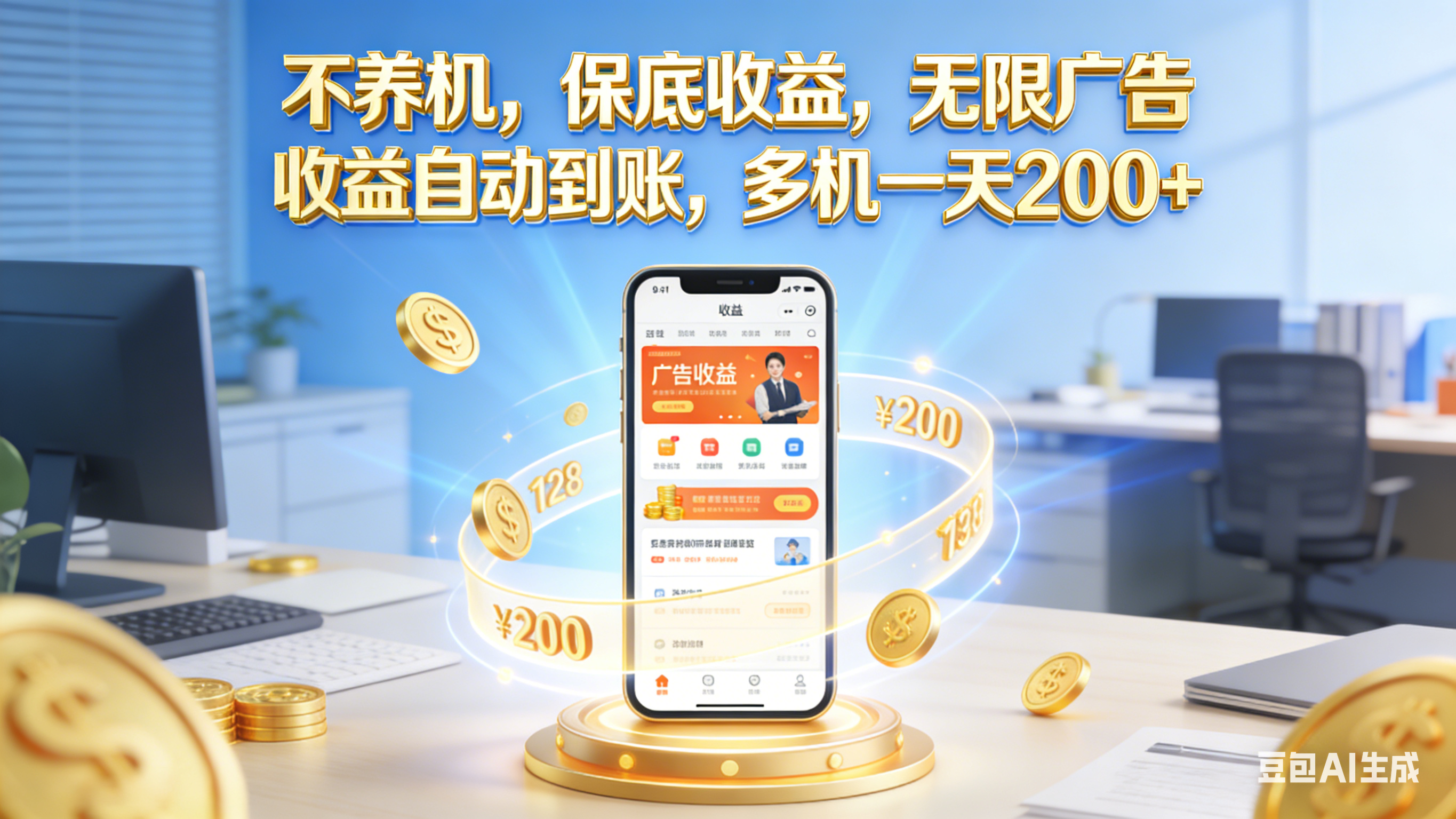 不养机，保底收益，无限广告，收益自动到账，多机一天200+-小二项目网