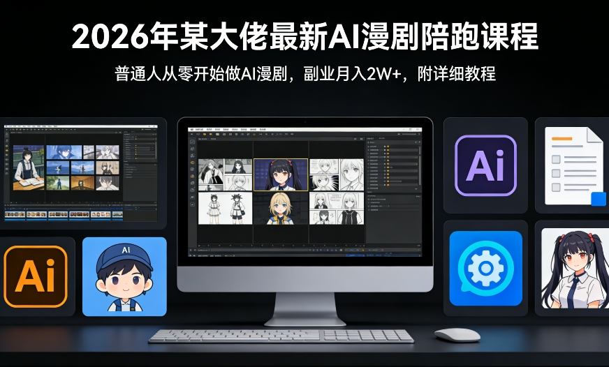 26年某大佬最新Ai漫剧陪跑课程，普通人从零开始做AI漫剧，副业月入2W+-小二项目网