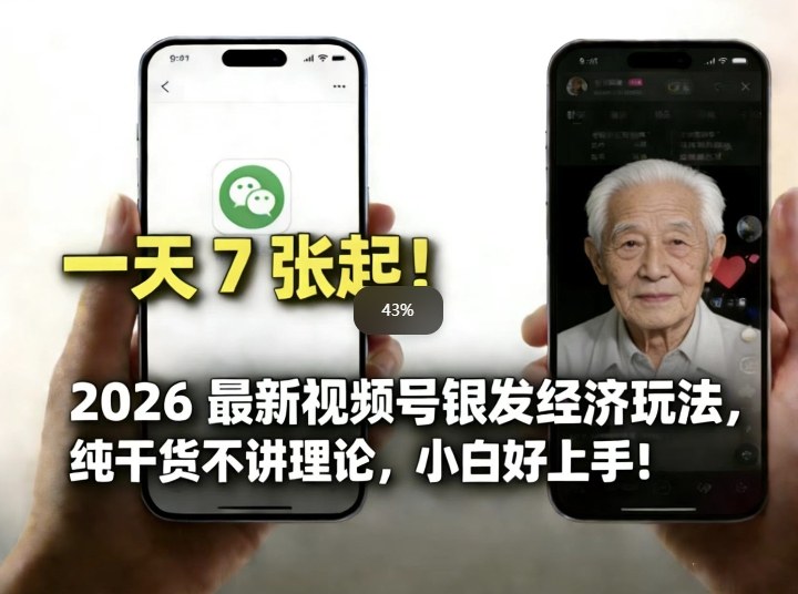 2026最新视频号银发经济玩法，轻松每天7张起，小白也可做-小二项目网