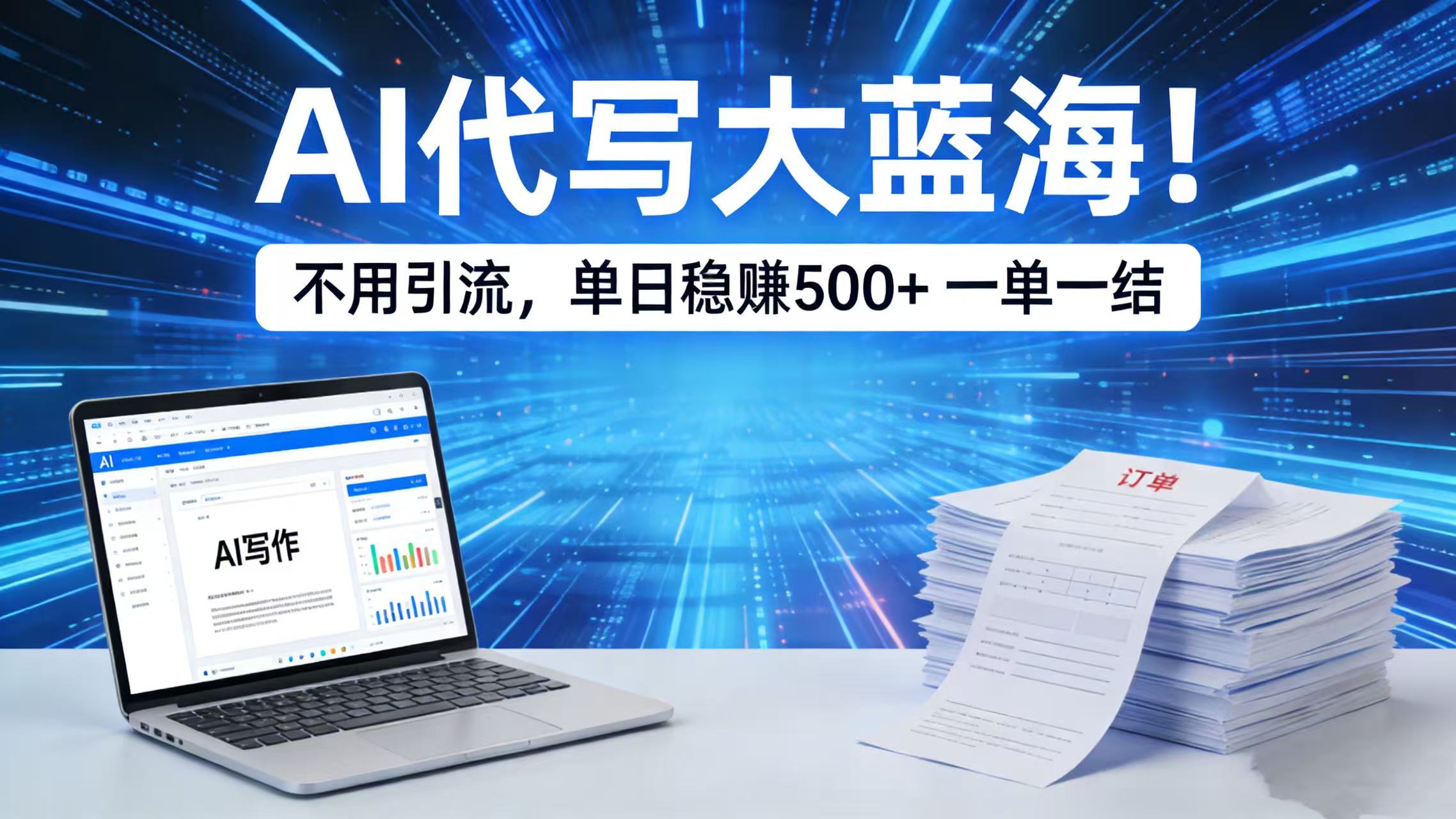 AI 代写大蓝海！不用引流，单日稳赚 500 + 一单一结-小二项目网