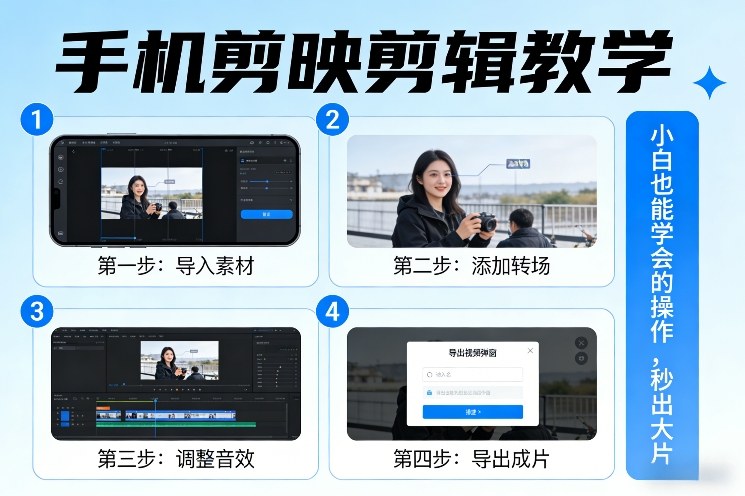 手机剪映剪辑教学，小白也能学会的操作，秒出大片-小二项目网