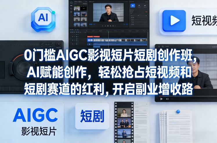 0门槛AIGC影视短片短剧创作班，AI赋能创作，轻松抢占短视频和短剧赛道的红利，开启副业增收路-小二项目网