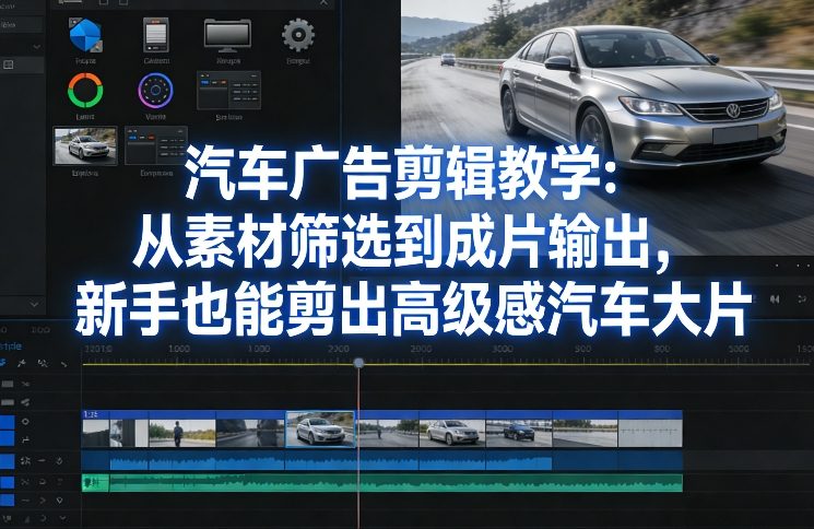 汽车广告剪辑教学：从素材筛选到成片输出，新手也能剪出高级感汽车大片-小二项目网