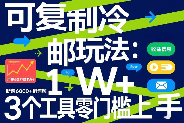可复制冷邮件玩法：月投50刀賺1W+，新增6000+销售额，3个工具零门槛上手-小二项目网