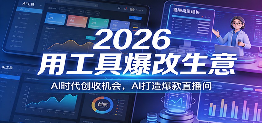2026用工具爆改生意，AI时代创收机会，AI打造爆款直播间-小二项目网