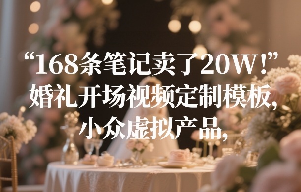 168条笔记卖了20W！婚礼开场视频定制模板，小众虚拟产品-小二项目网