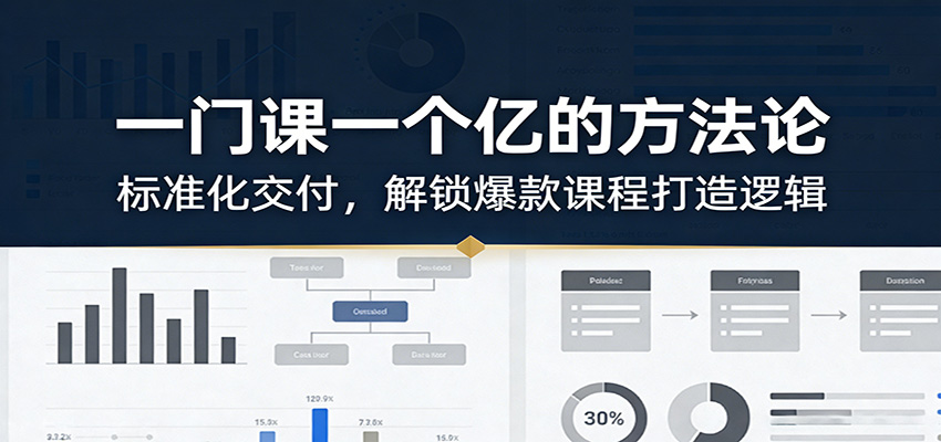 一门课一个亿的方法论：标准化交付，解锁爆款课程打造逻辑-小二项目网