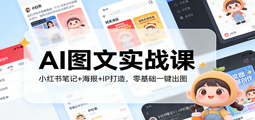 AI图文实战课：小红书笔记+海报+IP打造，零基础一键出图-小二项目网