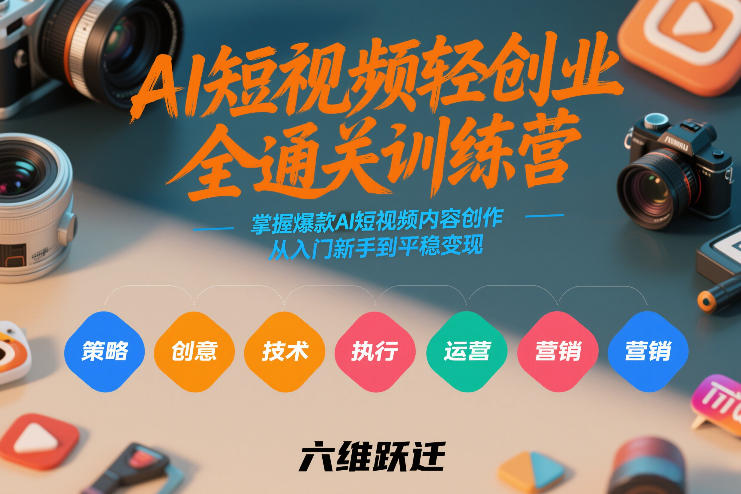 AI短视频轻创业全通关训练营，掌握爆款AI短视频内容创作，从入门新手到平稳变现的六维跃迁-小二项目网
