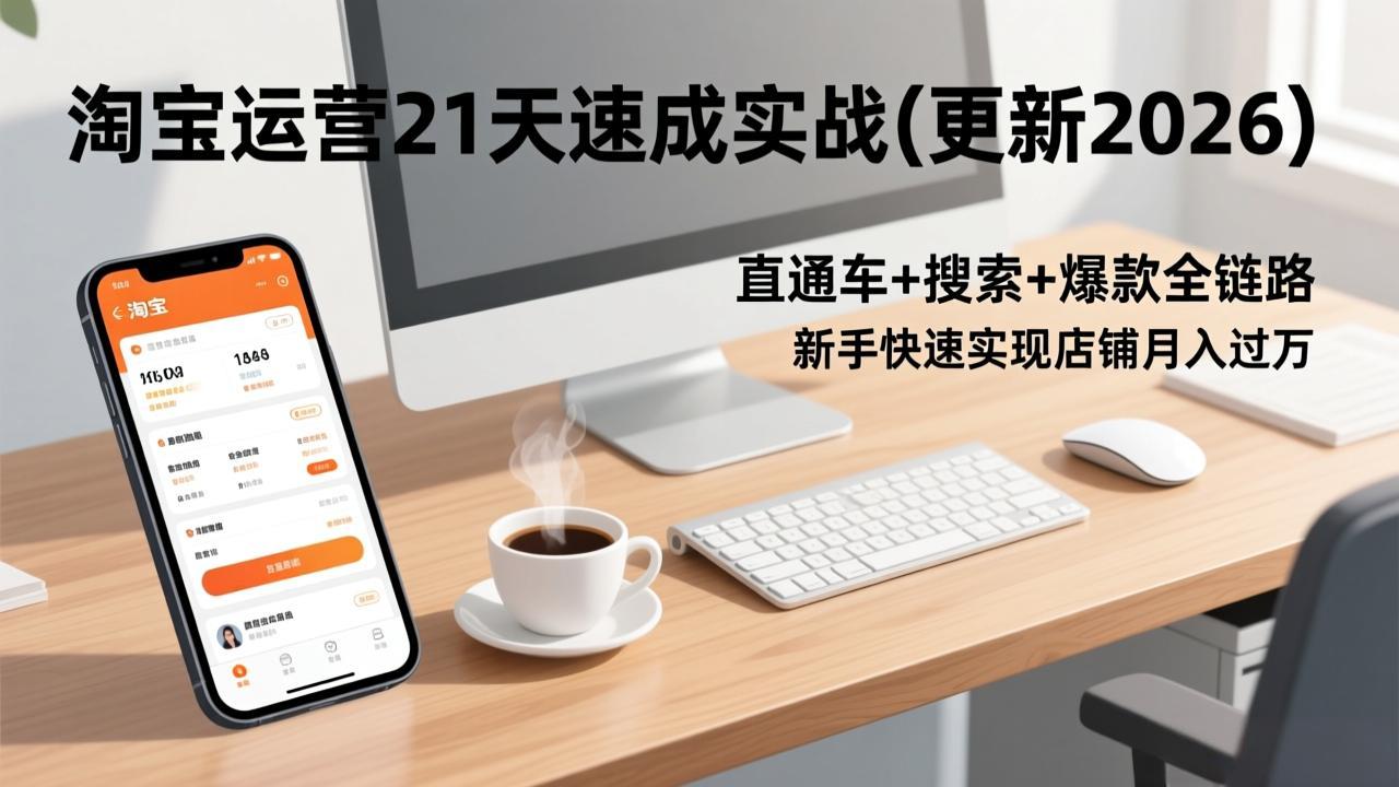 （17806期）淘宝运营21天速成实战(更新3月)，直通车+搜索+爆款全链路，新手快速实现店铺月入过万-小二项目网