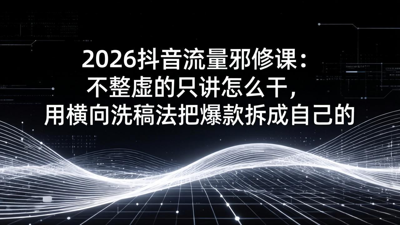 （17725期）2026抖音流量邪修课：不整虚的只讲怎么干，用横向洗稿法把爆款拆成自己的-小二项目网