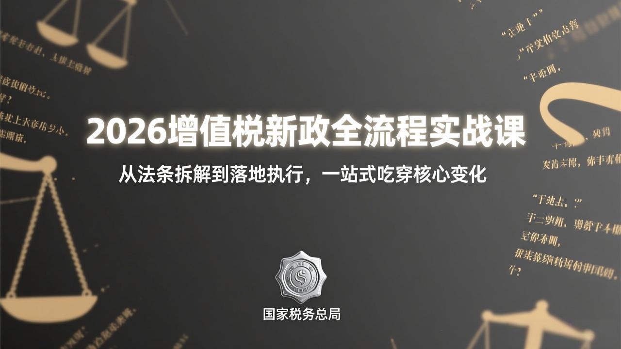 （17529期）2026增值税新政全流程实战课：从法条拆解到落地执行，一站式吃透核心变化-小二项目网