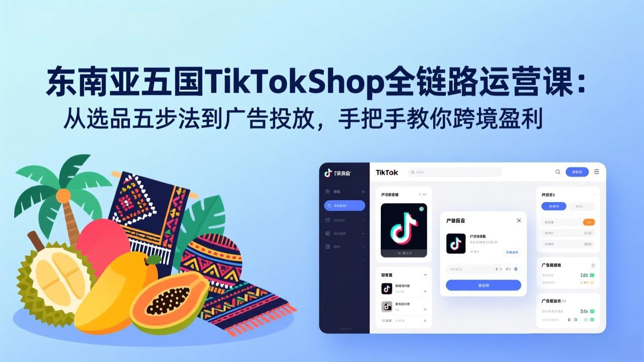 （17511期）东南亚五国TikTok Shop全链路运营课：从选品五步法到广告投放，手把手教你跨境盈利-小二项目网