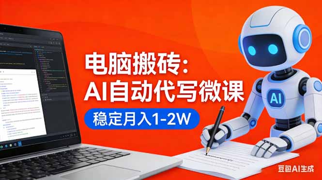 （17582期）电脑搬砖：AI自动代写微课，稳定月入1-2W，提供接单渠道，0门槛小白可做！-小二项目网