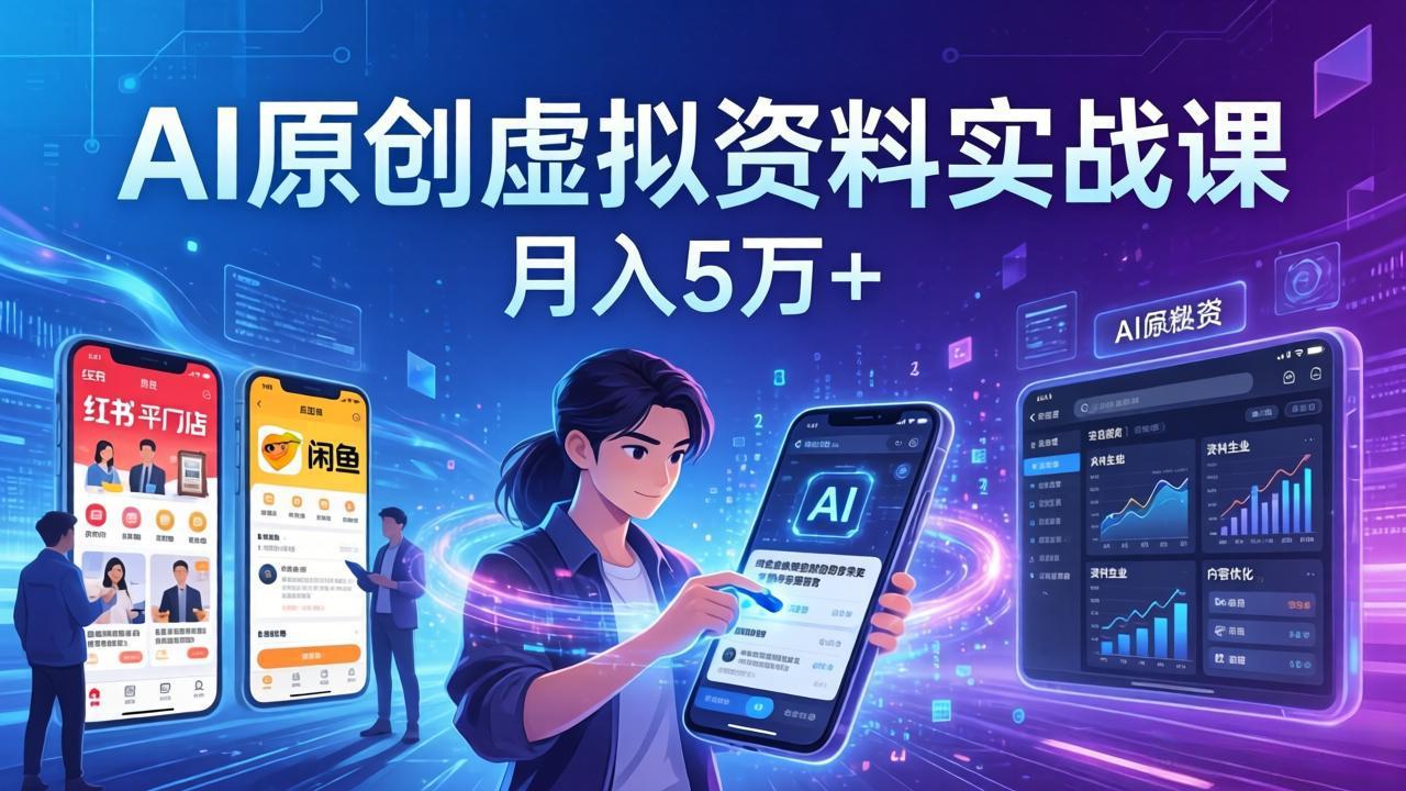 （17657期）AI原创虚拟资料实战课：2026新机会，小红书闲鱼开店，普通人用AI轻松变现，月入5万+-小二项目网