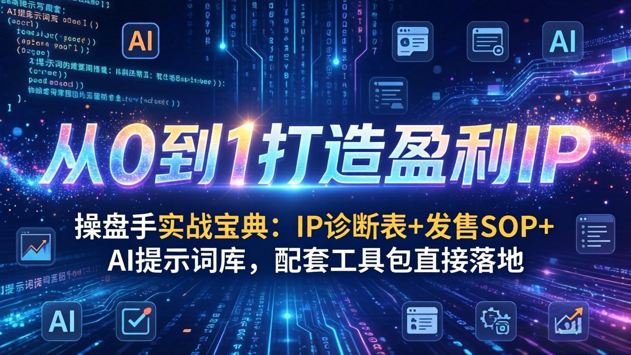 （17593期）操盘手实战宝典：IP诊断表+发售SOP+AI提示词库，配套工具包直接落地，从0到1打造盈利IP-小二项目网