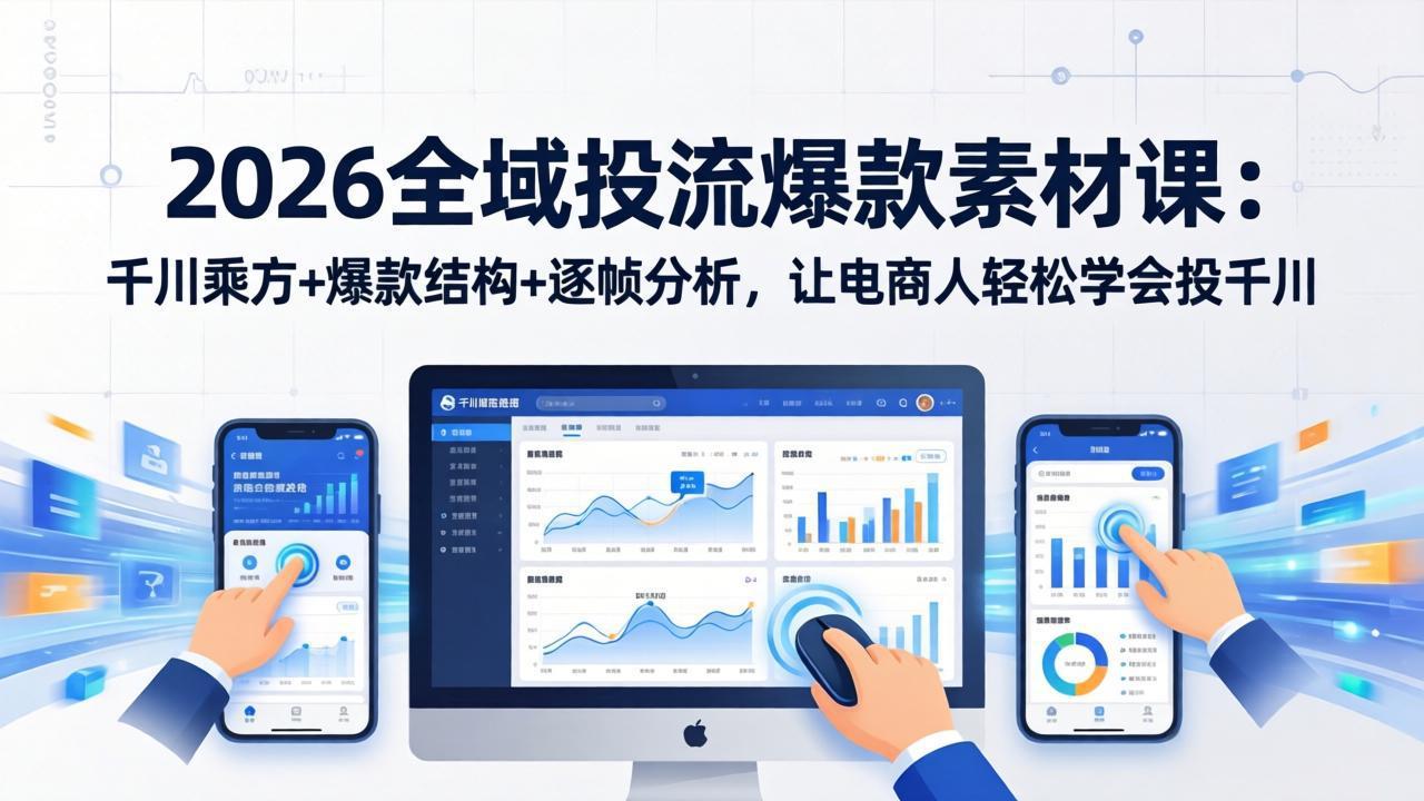 （17705期）2026全域投流爆款素材课：千川乘方+爆款结构+逐帧分析，让电商人轻松学会投千川-小二项目网