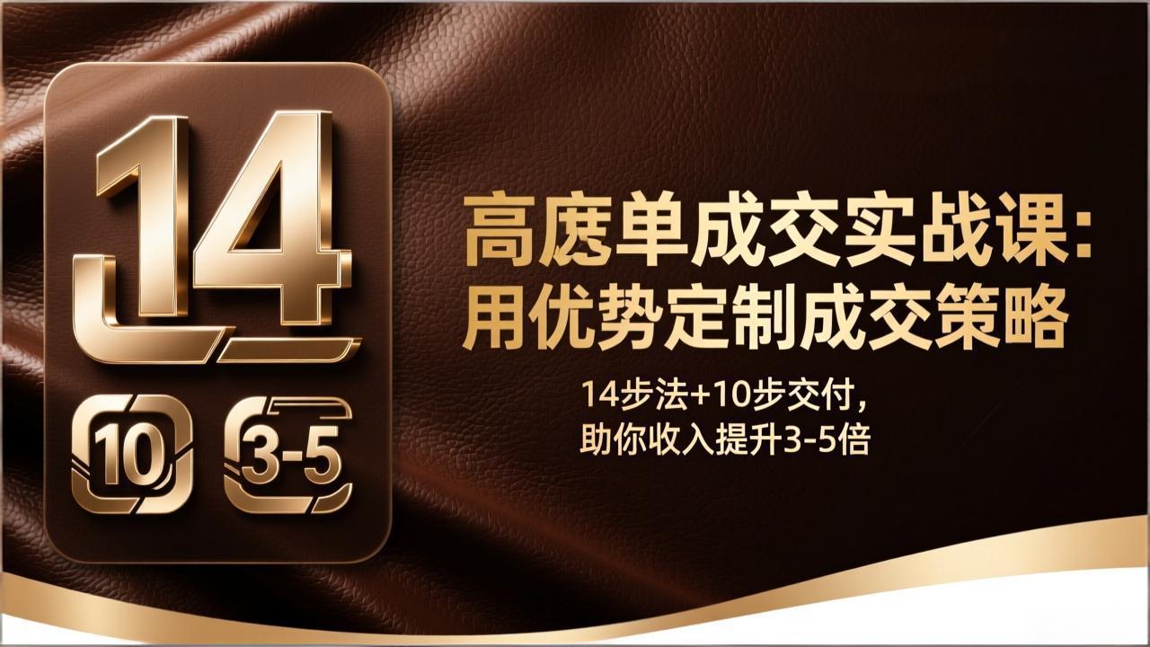 （17572期）高客单成交实战课：用优势定制成交策略，14步法+10步交付，助你收入提升3-5倍-小二项目网