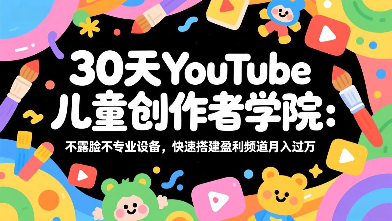 （17554期）30天YouTube儿童创作者学院：不露脸不专业设备，快速搭建盈利频道月入过万-小二项目网