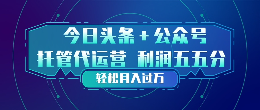 （17617期）头条加公众号 托管代运营 利润分成模式 轻松月入过万-小二项目网