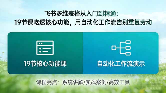 （17634期）飞书多维表格从入门到精通：19节课吃透核心功能，用自动化工作流告别重复劳动-小二项目网