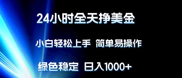 （17557期）24小时全天挣美金，小白轻松上手，简单易操作，绿色稳定，日入1000+-小二项目网