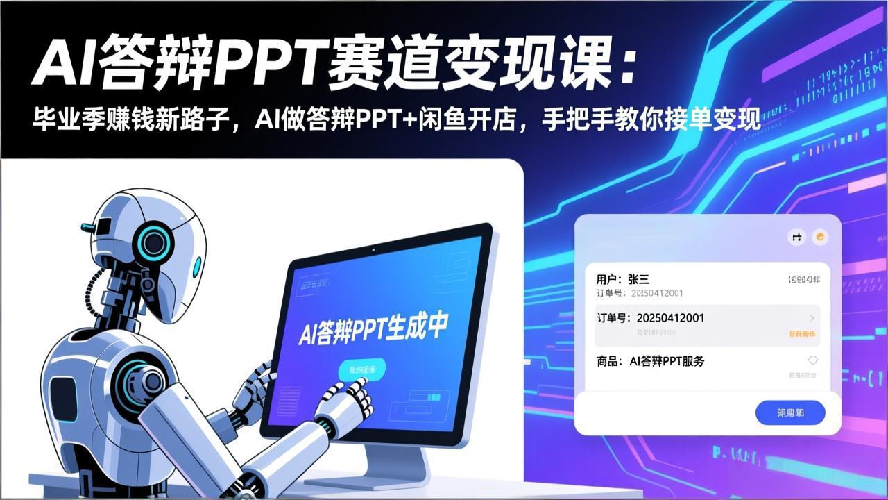 （17546期）AI答辩PPT赛道变现课：毕业季赚钱新路子，AI做答辩PPT+闲鱼开店，手把手教你接单变现-小二项目网