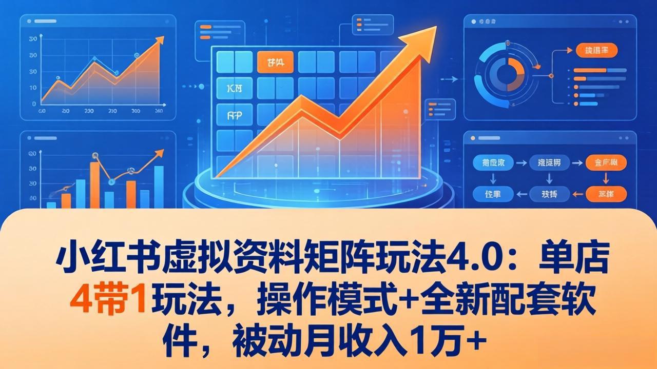 （17730期）小红书虚拟资料矩阵玩法4.0：单店4带1玩法，操作模式+全新配套软件，被动月收入1万+-小二项目网