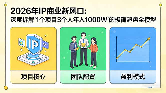 （17661期）2026年IP商业新风口：深度拆解“1个项目3个人年入1000W”的极简超盘全模型-小二项目网
