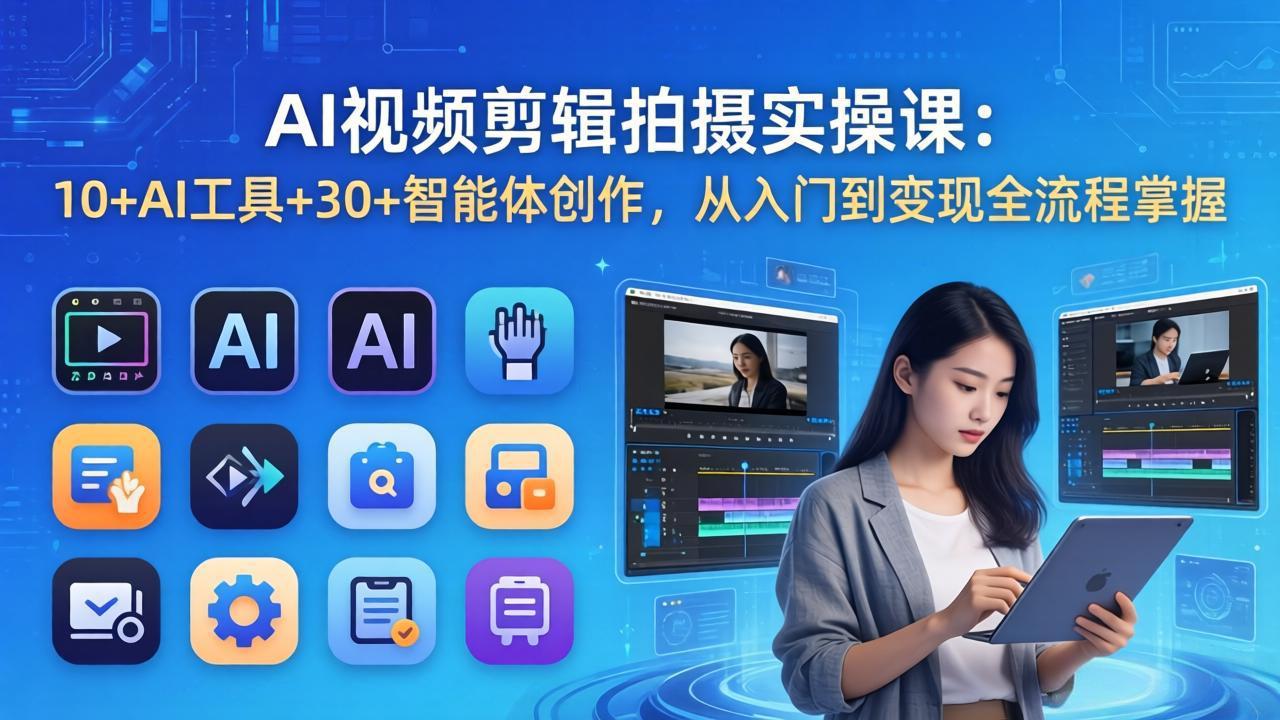 （17818期）AI 视频剪辑拍摄实操课：10+AI工具+30+智能体创作，从入门到变现全流程掌握-小二项目网