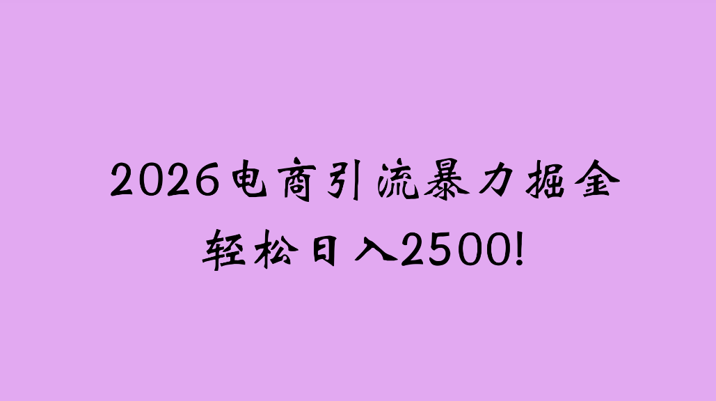 2026电商引流新玩法，日引200，日可入2500+-小二项目网