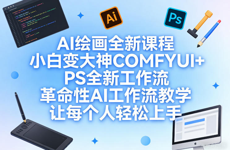 AI绘画全新课程，小白变大神COMFYUI+PS全新工作流，革命性AI工作流教学，让每个人轻松上手-小二项目网