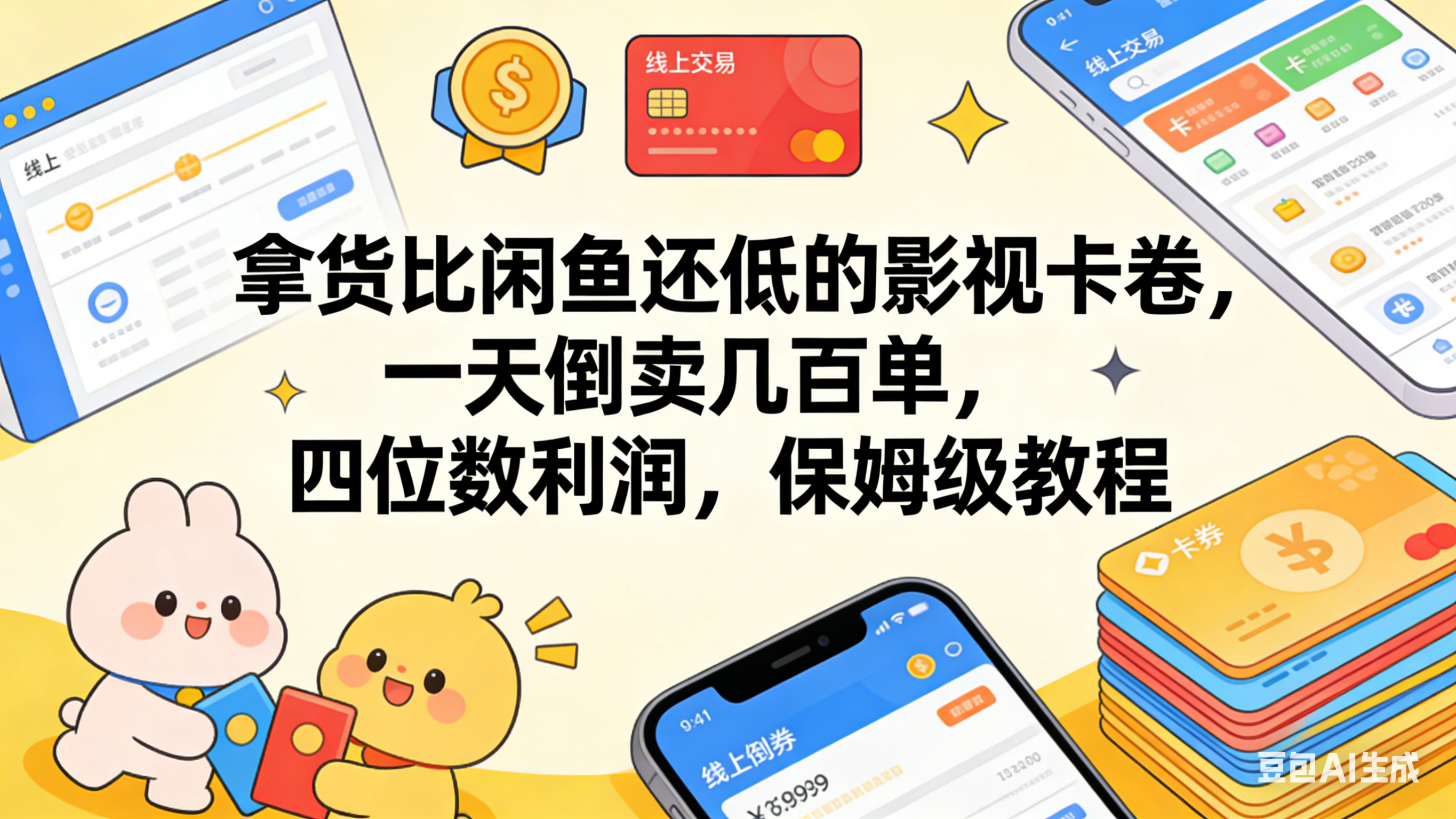 拿货比闲鱼还低的影视卡卷，一天倒卖几百单，四位数利润，保姆级教程-小二项目网