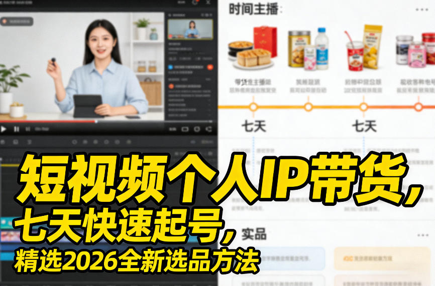 短视频个人IP带货，七天快速起号，精选2026全新选品方法-小二项目网