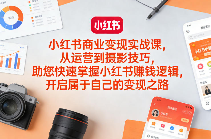 小红书商业变现实战课，从运营到摄影技巧，助您快速掌握小红书賺钱逻辑，开启属于自己的变现之路-小二项目网