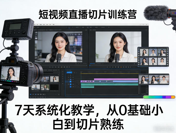 短视频直播切片训练营，7天系统化教学，从0基础小白到切片熟练-小二项目网
