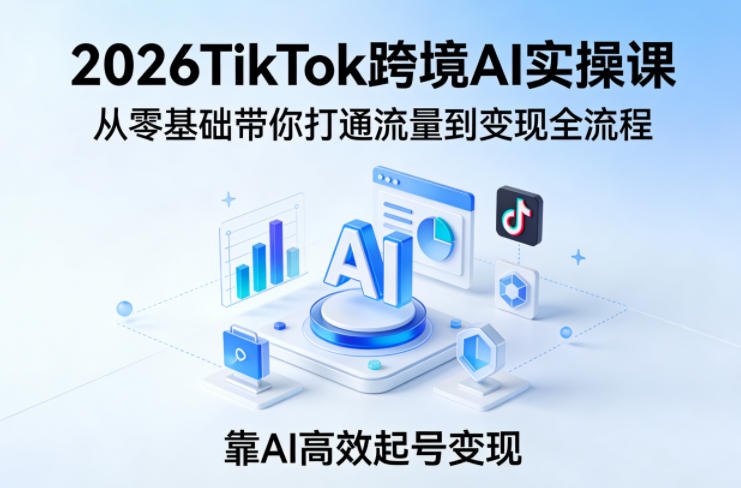 2026TikTok跨境AI实操课，从零基础带你打通流量到变现全流程，靠AI高效起号变现-小二项目网