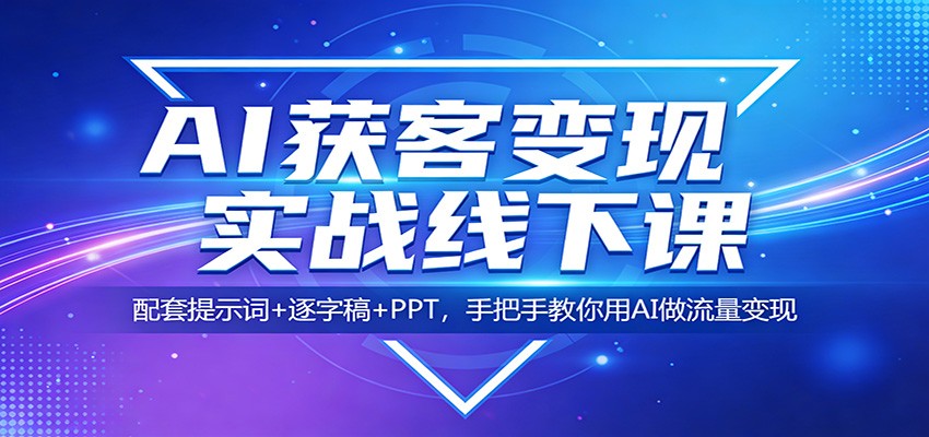 AI获客变现实战线下课：配套提示词+逐字稿+PPT，手把手教你用AI做流量变现-小二项目网