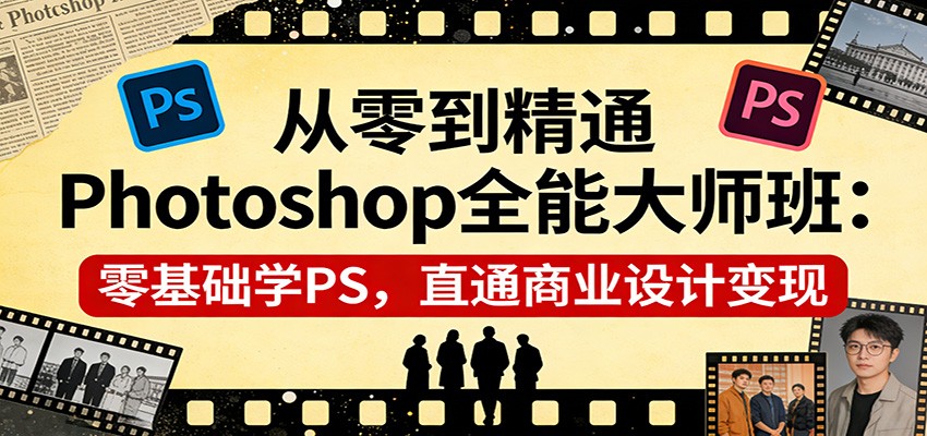 从零到精通Photoshop全能大师班：零基础学PS，直通商业设计变现-小二项目网