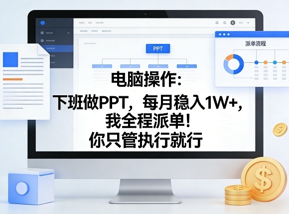 电脑操作：下班做PPT，每月稳入1W+，我全程派单！你只管执行就行【揭秘】-小二项目网