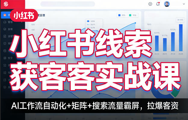 小红书线索获客实战课，AI工作流自动化+矩阵+搜索流量霸屏，拉爆客资-小二项目网