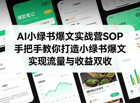 AI小绿书爆文实战营SOP，手把手教你打造小绿书爆文，实现流量与收益双收-小二项目网