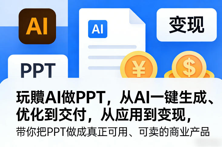 玩賺AI做PPT，从AI一键生成、优化到交付，从应用到变现，带你把PPT做成真正可用、可卖的商业产品-小二项目网