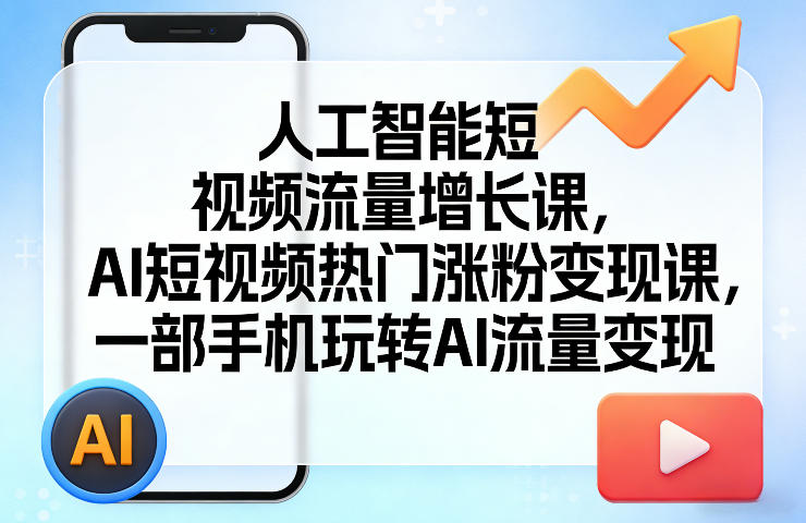 人工智能短视频流量增长课，AI短视频热门涨粉变现课，一部手机玩转AI流量变现-小二项目网