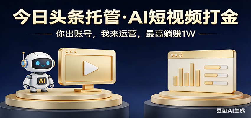 头条号AI托管，我提供作品，你提供账号，每天5分钟发布，小白躺赚3000+-小二项目网