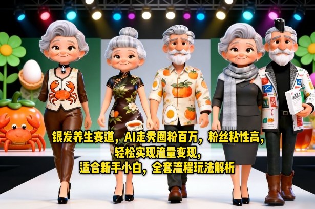 银发养生赛道，AI走秀圈粉百万，粉丝粘性高，轻松实现流量变现，适合新手小白，全套流程玩法解析-小二项目网
